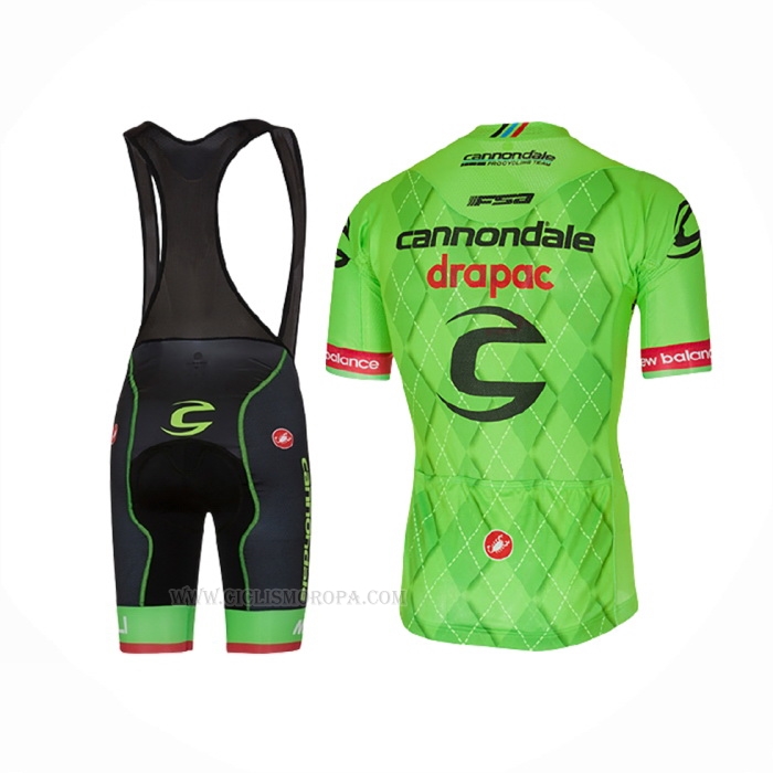 2016 Ropa Ciclismo Cannondale Drapac Verde Negro Mangas Corta y Culotte Corto